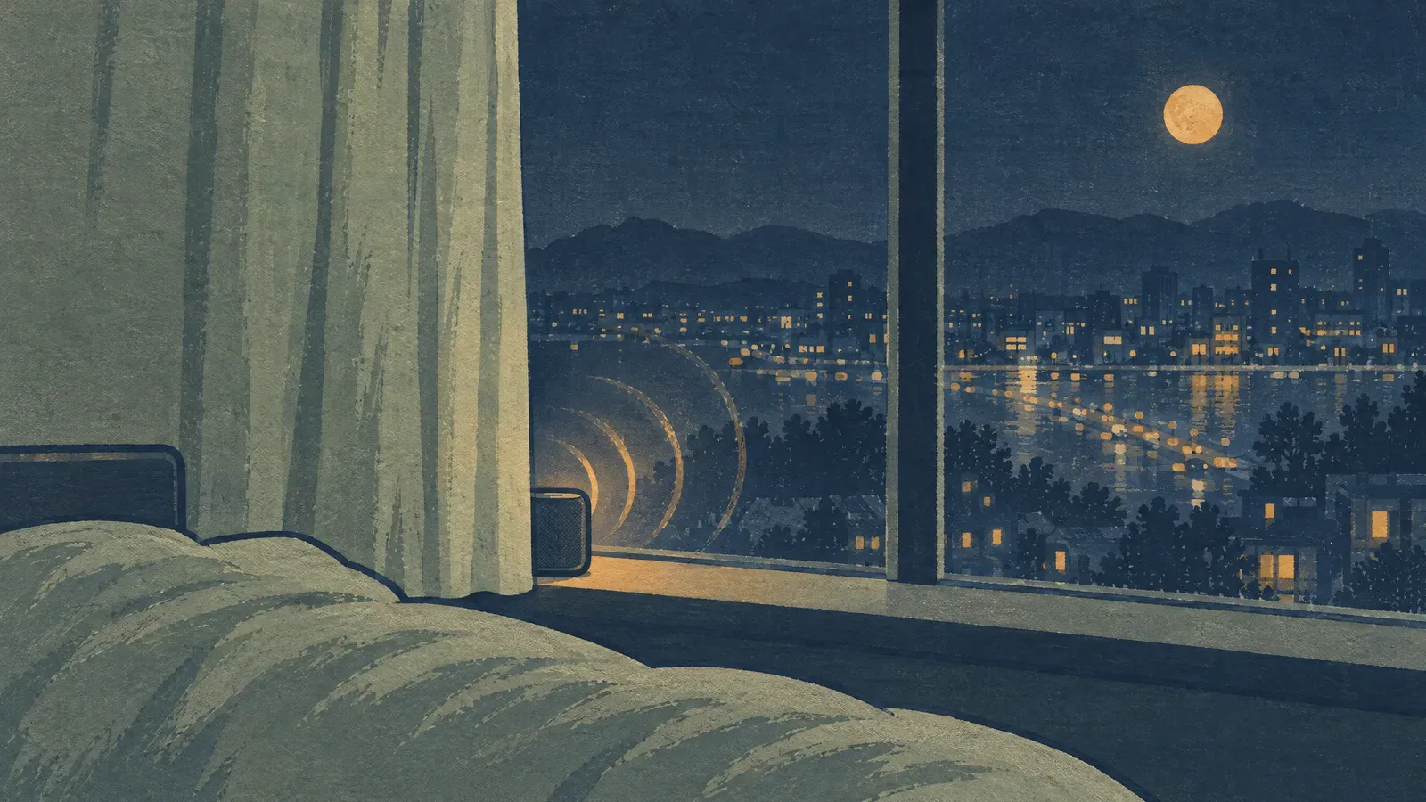 Atmospheric night scene illustrating Best Sounds for Sleep