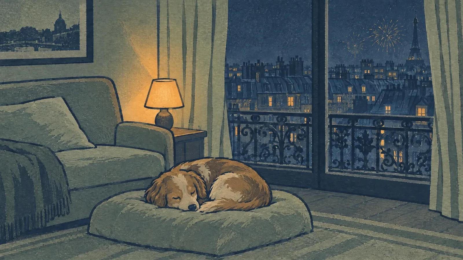 Illustration sur Mon chien a peur des feux d'artifice : que faire ce soir