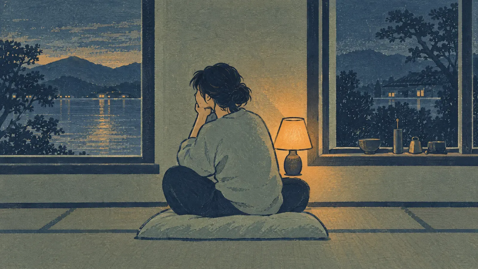 Atmospheric night scene illustrating Slo vs Calm (2026): Sound Mixer or Wellness Library?