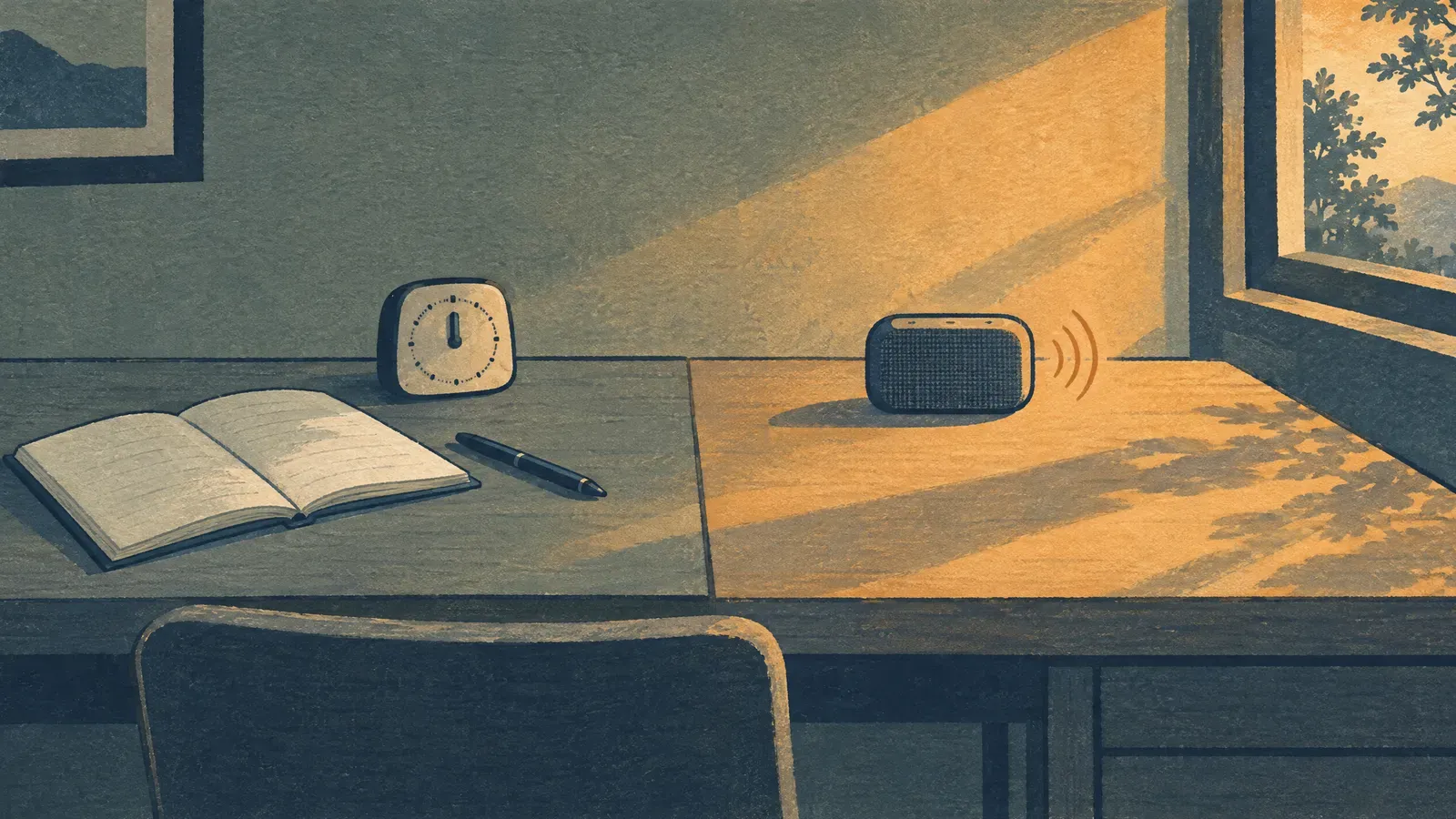 Atmospheric night scene illustrating Noisli vs Slo: Focus Sound Mixer in Your Browser