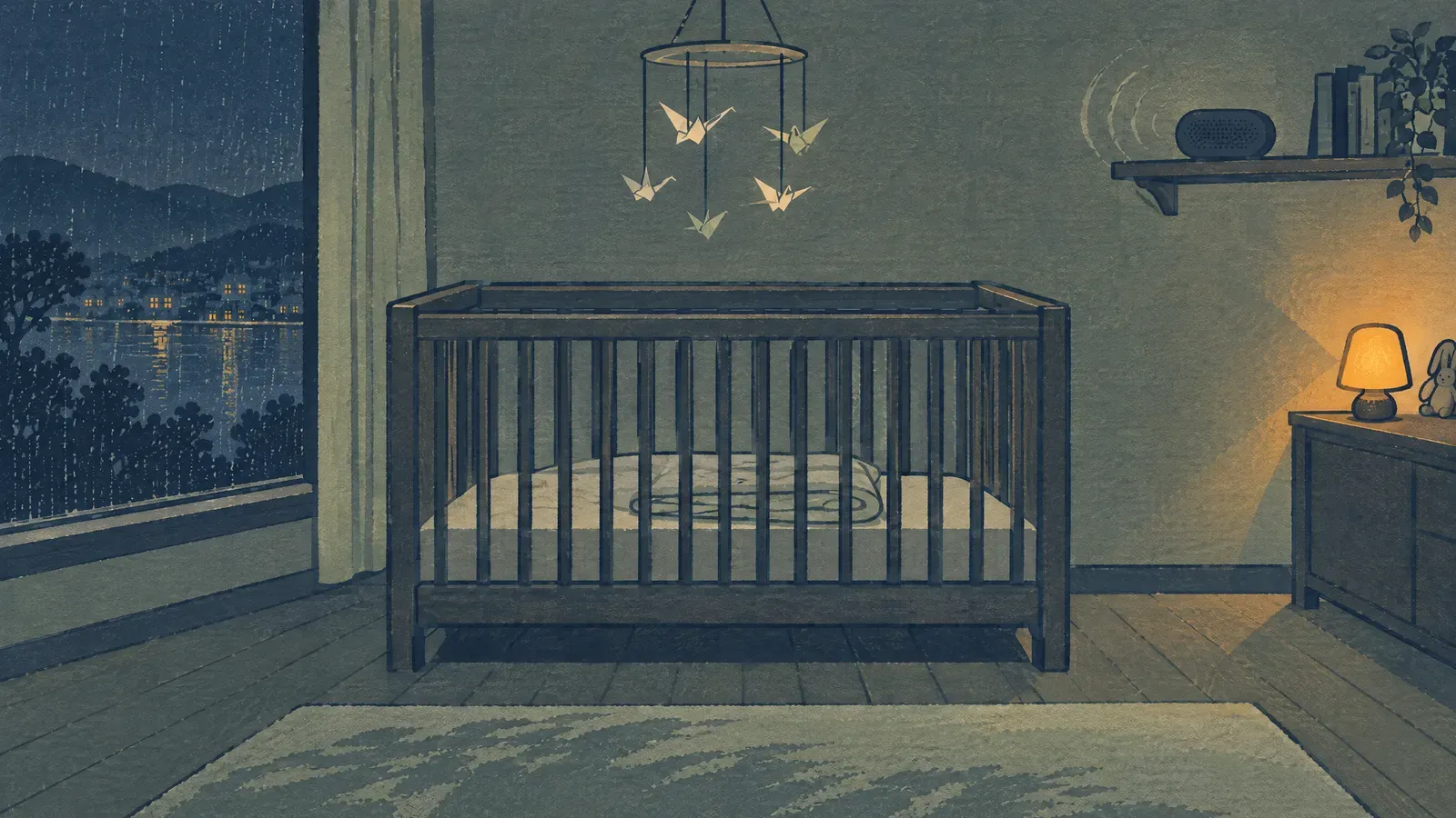 Atmospheric night scene illustrating White Noise for Babies: Is It Safe, and How Loud?