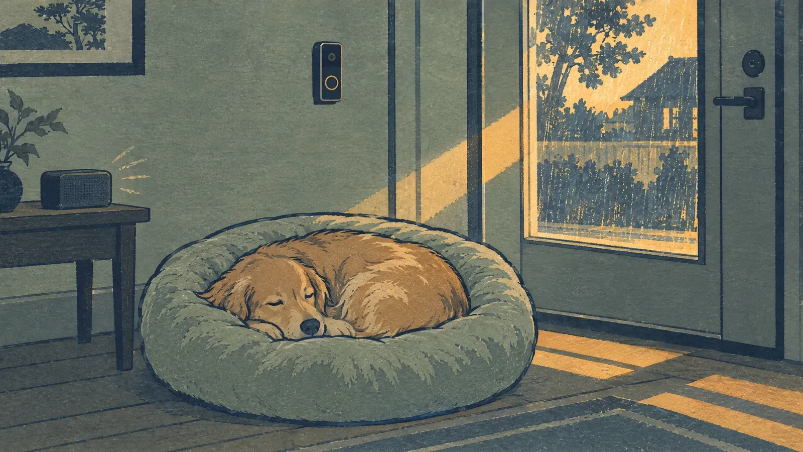 Atmospheric night scene illustrating White noise for dogs: is it good for them, and how loud to play it